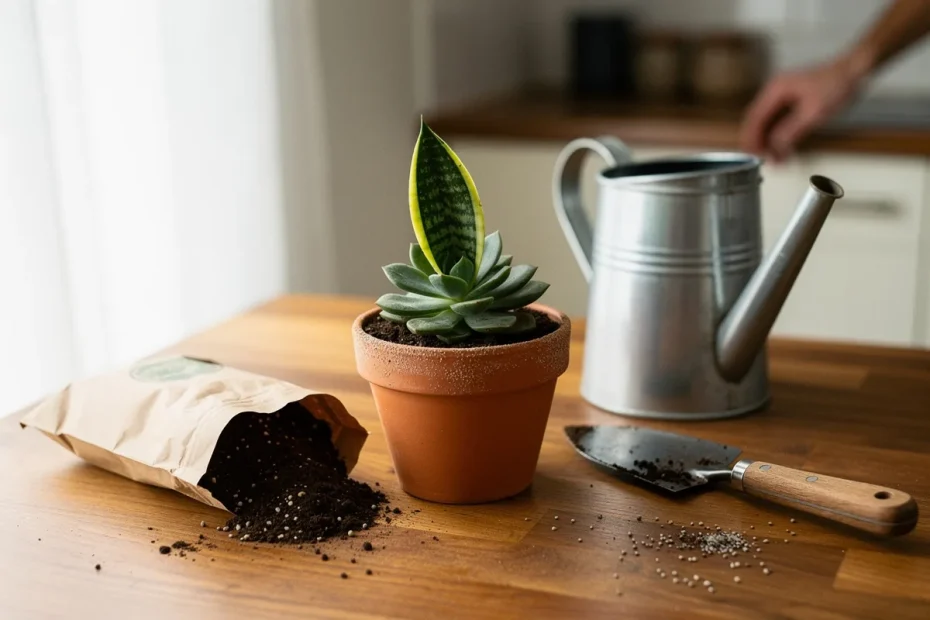 Infilare un pezzo di lingua di suocera nel terriccio di una succulenta: a cosa serve e che benefici ha